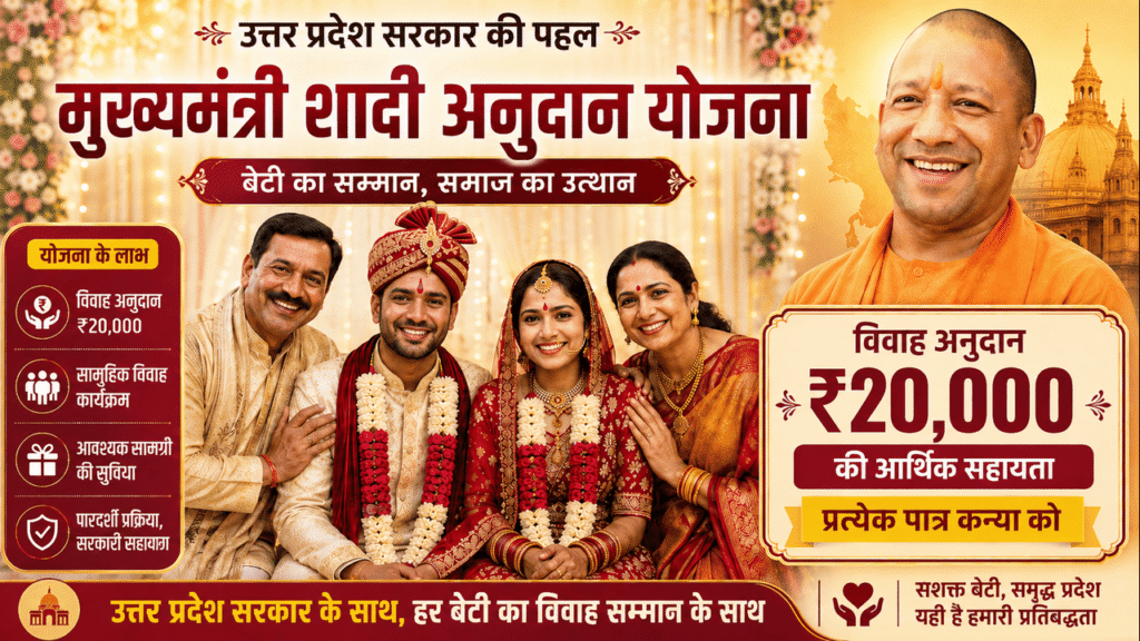 shadi anudan yojana- शादी अनुदान योजना (उत्तर प्रदेश), ऑनलाइन अप्लाई, योजना के लाभ, पात्रता, आवश्यक दस्तावेज