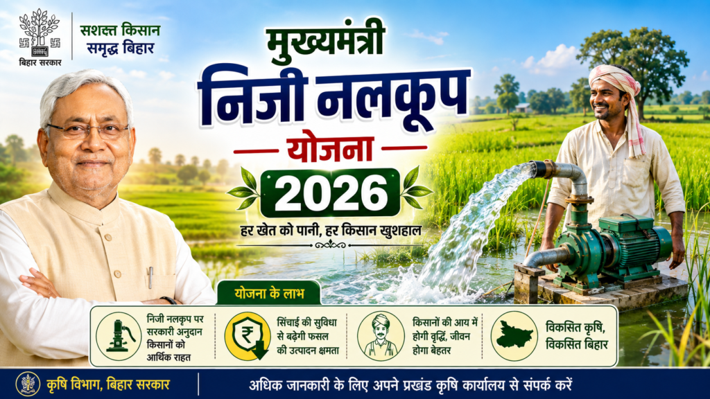 Mukhyamantri Niji Nalkup Yojna 2026- बिहार निजी नलकूप योजना क्या है? ऑनलाइन आवेदन कैसे करें?,पात्रता और सब्सिडी कितनी है?
